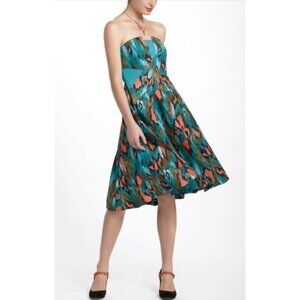 Girls From Savoy Midi Strapless Dress Size 8 Vintage Anthropologie Artsy Ikat